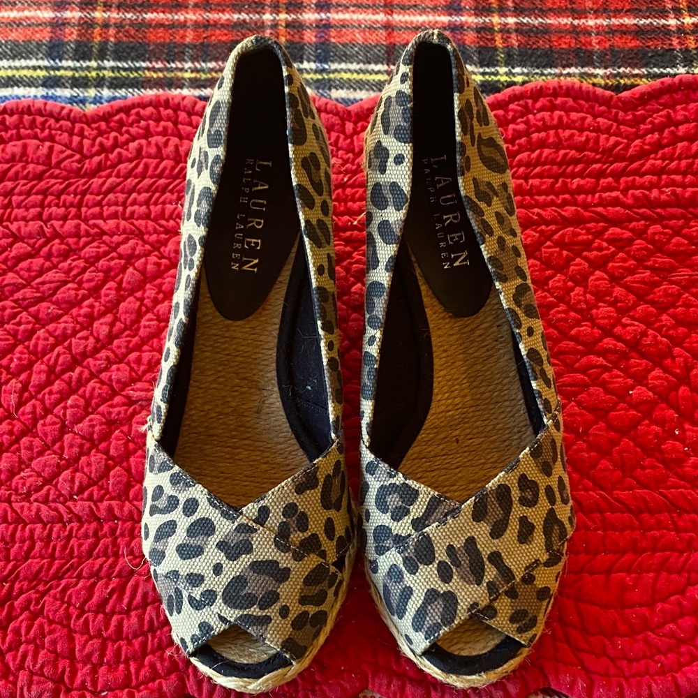 Ralph Lauren Leopard Print Wedge Espadrilles